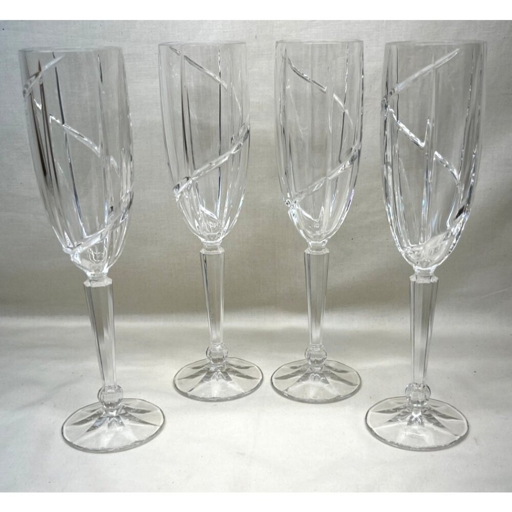 4 Mikasa Crystal Clear Uptrend Fluted Champagne Glasses 9 1/2"